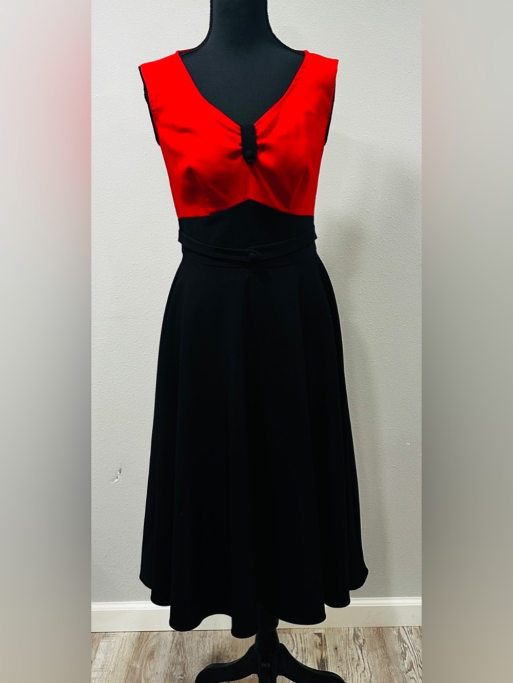 Stop Staring - Red and Black Fit-and-Flare Dress
